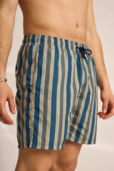 Ανδρικό μαγιό | σε γήινους τόνους με κάθετο ριγέ σχεδιασμό