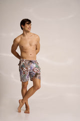 Ανδρικό μαγιό | σε γήινους τόνους με λαχούρι ρετρό σχέδιο