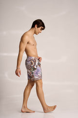 Ανδρικό μαγιό | σε γήινους τόνους με λαχούρι ρετρό σχέδιο