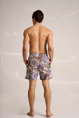 Ανδρικό μαγιό | σε γήινους τόνους με λαχούρι ρετρό σχέδιο