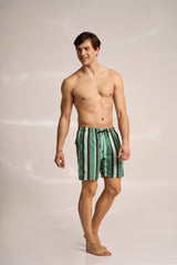 Ανδρικό μαγιό | σε πράσινους τόνους με κάθετο ριγέ σχέδιο