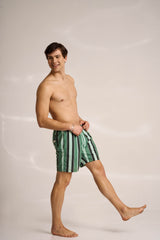 Ανδρικό μαγιό | σε πράσινους τόνους με κάθετο ριγέ σχέδιο
