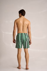 Ανδρικό μαγιό | σε πράσινους τόνους με κάθετο ριγέ σχέδιο