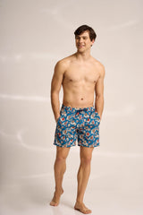 Ανδρικό μαγιό | σε μπλέ βάση με επαναλαμβανόμενο ρετρό σχεδιασμό