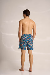 Ανδρικό μαγιό | σε μπλέ βάση με επαναλαμβανόμενο ρετρό σχεδιασμό