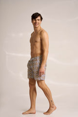 Ανδρικό μαγιό | σε γήινους τόνους με ρετρό επαναλαμβανόμενο σχέδιο