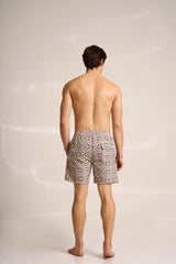 Ανδρικό μαγιό | σε γήινους τόνους με ρετρό επαναλαμβανόμενο σχέδιο