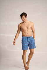 Ανδρικό μαγιό | σε μπλε τόνους με ρετρό επαναλαμβανόμενο σχέδιο