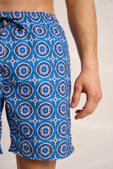 Ανδρικό μαγιό | σε μπλε τόνους με ρετρό επαναλαμβανόμενο σχέδιο