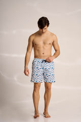 Ανδρικό μαγιό | σε μπλε και λευκή απόχρωση με σχέδιο ψάρια