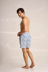 Ανδρικό μαγιό | σε μπλε και λευκή απόχρωση με σχέδιο ψάρια