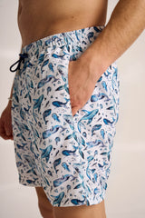 Ανδρικό μαγιό | σε μπλε και λευκή απόχρωση με σχέδιο ψάρια