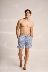 Ανδρικό μαγιό | σε μπλε και λευκή απόχρωση με ρετρο επαναλαμβανόμενο σχέδιο