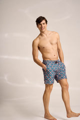 Ανδρικό μαγιό | σε μπλε τόνους με γεωμετρικό σχέδιο