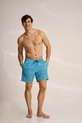 Ανδρικό μαγιό | σε μπλε τόνους με γεωμετρικό σχέδιο