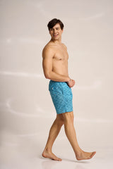 Ανδρικό μαγιό | σε μπλε τόνους με γεωμετρικό σχέδιο