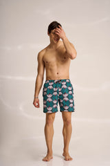 Ανδρικό μαγιό | σε πράσινη βάση με γεωμετρικό σχέδιο