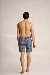 Ανδρικό μαγιό | σε μπλέ βάση με επαναλαμβανόμενο ρετρό σχεδιασμό