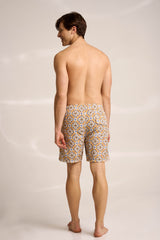 Ανδρικό μαγιό | σε γήινους τόνους με επαναλαμβανόμενο ρετρό σχεδιασμό