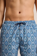 Ανδρικό μαγιό | σε μπλέ τόνους με επαναλαμβανόμενο ρετρό σχεδιασμό