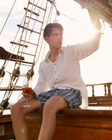 Ανδρικό μαγιό | σε μπλέ βάση με κάθετο λευκό ριγέ σχεδιασμό