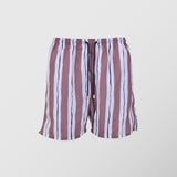 Ανδρικό μαγιό | σε καφέ / σομόν βάση με κάθετο ριγέ σχεδιασμό σε λευκή και μπλέ απόχρωση