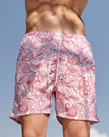 Ανδρικό μαγιό | σε λευκή βάση με κόκκινο λαχούρι σχεδιασμό