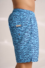 Ανδρικό μαγιό | σε μπλέ τόνους με σχέδιο ψαράκια