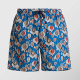 Ανδρικό μαγιό | σε μπλέ βάση με επαναλαμβανόμενο ρετρό σχεδιασμό