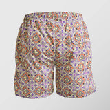 Ανδρικό μαγιό | σε γήινους τόνους με ρετρό επαναλαμβανόμενο σχέδιο