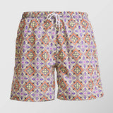 Ανδρικό μαγιό | σε γήινους τόνους με ρετρό επαναλαμβανόμενο σχέδιο