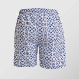 Ανδρικό μαγιό | σε μπλε και λευκή απόχρωση με ρετρο επαναλαμβανόμενο σχέδιο