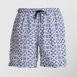 Ανδρικό μαγιό | σε μπλε και λευκή απόχρωση με ρετρο επαναλαμβανόμενο σχέδιο