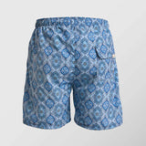 Ανδρικό μαγιό | σε μπλέ τόνους με επαναλαμβανόμενο ρετρό σχεδιασμό