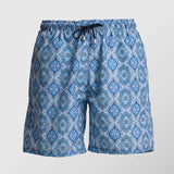 Ανδρικό μαγιό | σε μπλέ τόνους με επαναλαμβανόμενο ρετρό σχεδιασμό