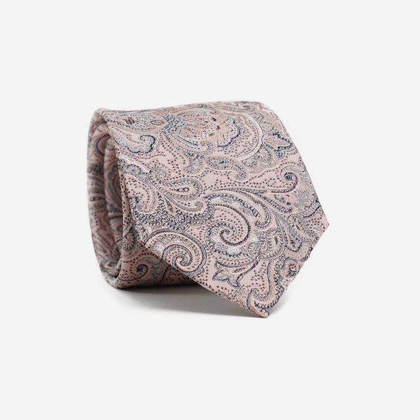 Μεταξωτή γραβάτα 7,5εκ λαχούρι σχέδιο σετ με μαντηλάκι