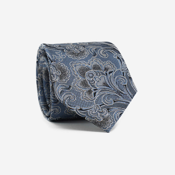 Μεταξωτή γραβάτα 7,5εκ σχέδιο λαχούρι σετ με μαντηλάκι