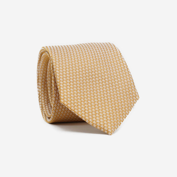 Μεταξωτή γραβάτα 7,5εκ σε κίτρινη απόχρωση σετ με μαντηλάκι