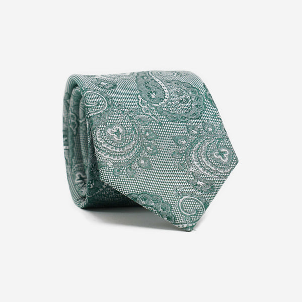 Μεταξωτή γραβάτα 7,5εκ σε απόχρωση μέντα σετ με μαντηλάκι