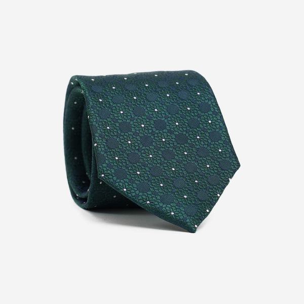 Μεταξωτή γραβάτα 7,5εκ σε πράσινη βάση