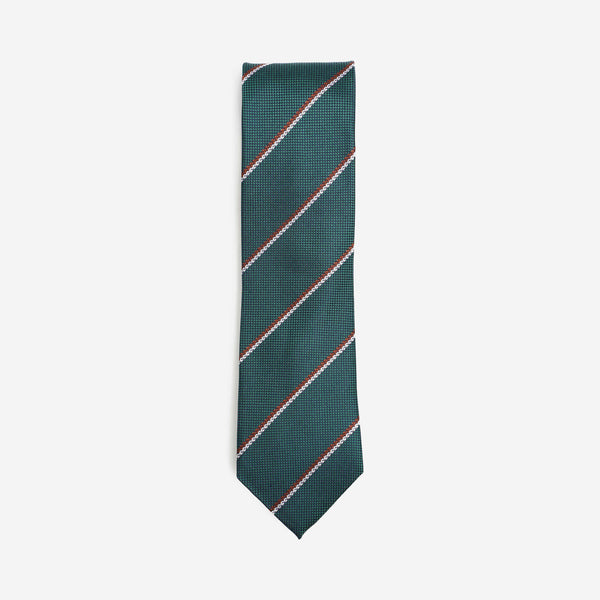 Γραβάτα μεταξωτή σε πράσινη βάση με ριγέ σχέδιο 7,5εκ