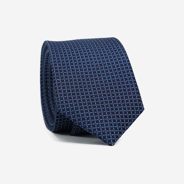 Γραβάτα μεταξωτή στενή σε μπλε τόνους με μικρό σχέδιο