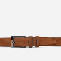 Ανδρική δερμάτινη ζώνη | suede σε ταμπά απόχρωση