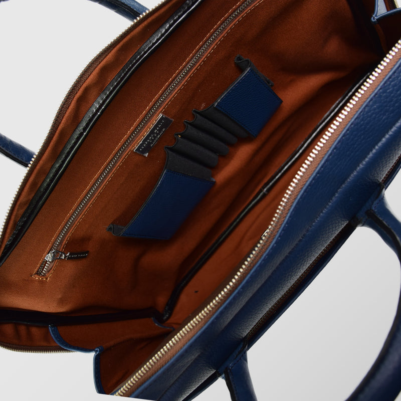 Ανδρική δερμάτινη τσάντα χαρτοφύλακας | "Ermis" σε μπλε  απόχρωση