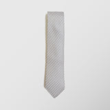 Στενή γραβάτα | σε γκρι ασημί βάση με μικρό σχεδιασμό τόνο στο τόνο σετ με μαντηλάκι