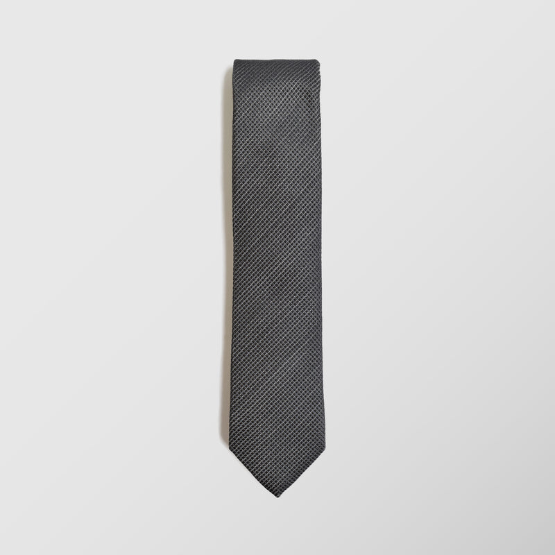 Στενή γραβάτα | σε γκρι βάση με μικρό σχεδιασμό στην ύφανση
