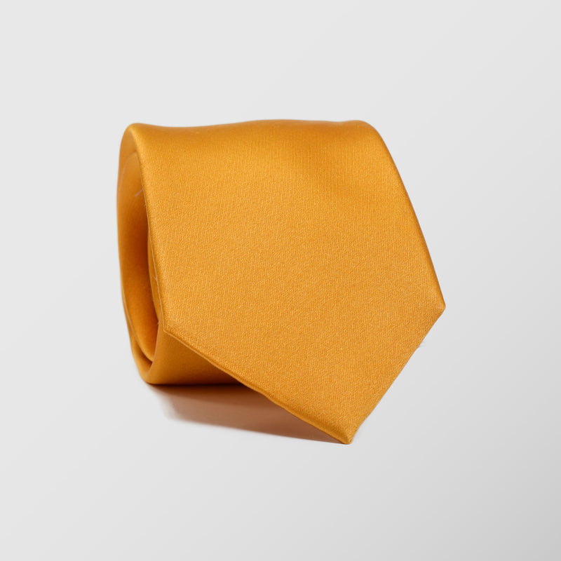 Φαρδιά γραβάτα | μεταξωτή μονόχρωμη σατέν σε κίτρινη απόχρωση σετ με μαντηλάκι