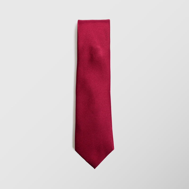 Φαρδιά γραβάτα | μεταξωτή μονόχρωμη σατέν σε μπορντό απόχρωση σετ με μαντηλάκι