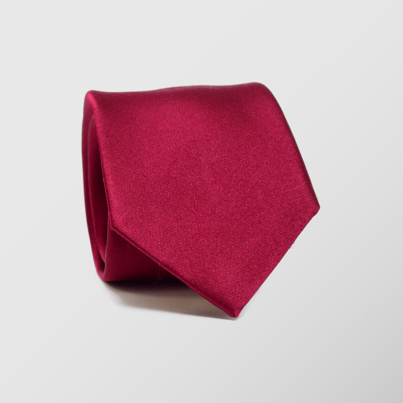 Φαρδιά γραβάτα | μεταξωτή μονόχρωμη σατέν σε μπορντό απόχρωση σετ με μαντηλάκι