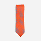 Φαρδιά γραβάτα | μεταξωτή σε πορτοκαλί βάση με μικρό σχέδιο τύπου πουά